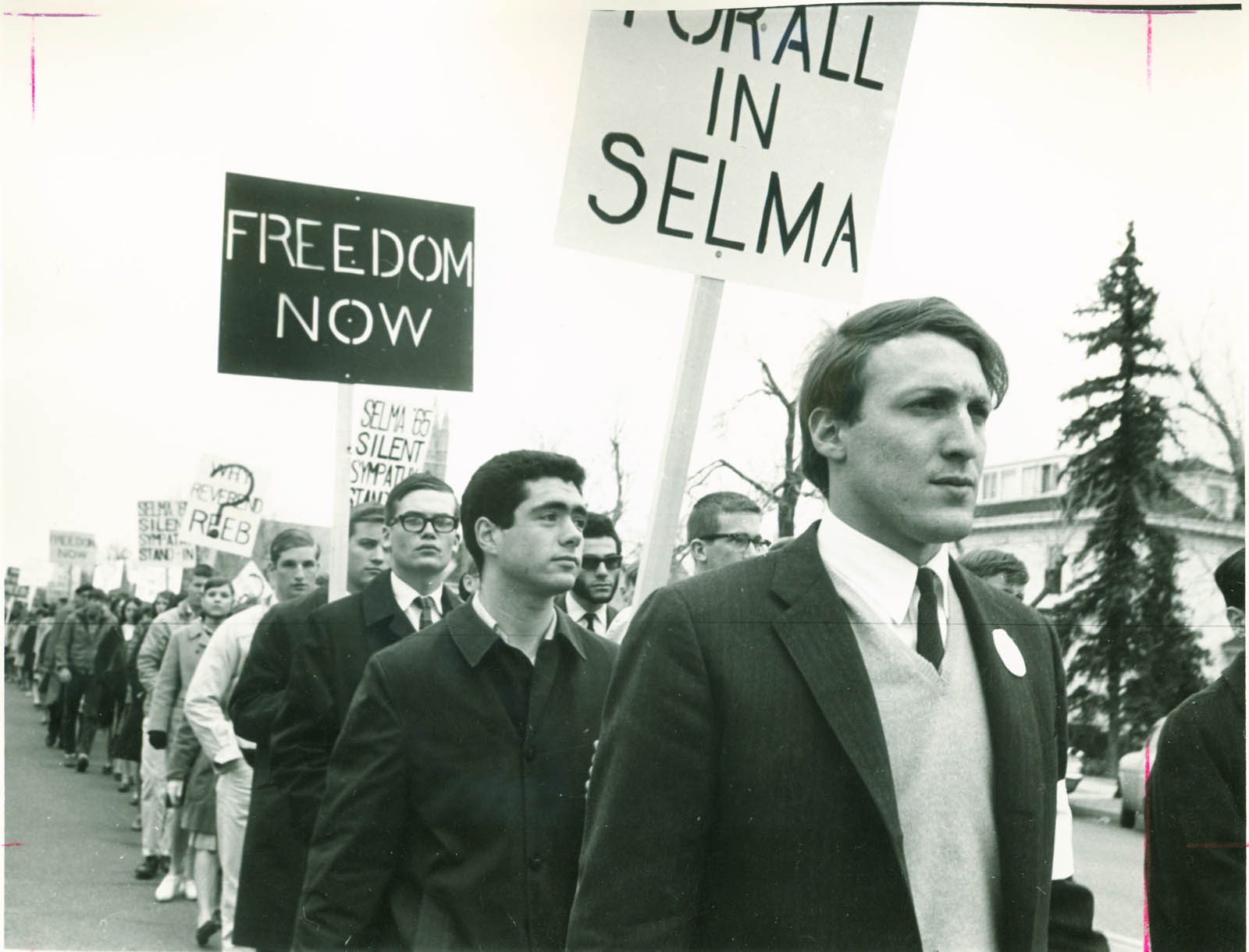 CC students attend a protest for civil rights, 1965.